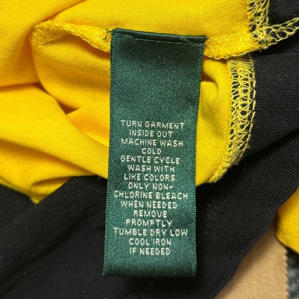 Lauren Ralph Lauren Sport Yellow Black Embroidered Logo Large Cotton Shirt - Picture 9 of 10